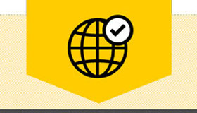 Pictogram of a globe with check